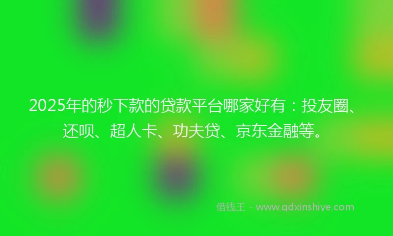 2025年的秒下款的贷款平台哪家好有：投友圈、还呗、超人卡、功夫贷、京东金融等。