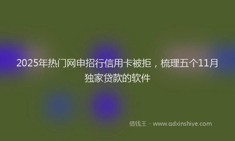 2025年热门网申招行信用卡被拒，梳理五个11月独家贷款的软件
