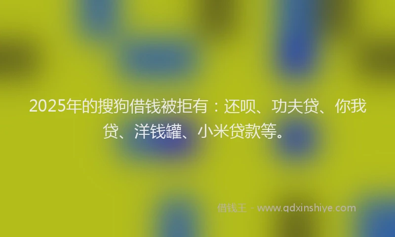 2025年的搜狗借钱被拒有：还呗、功夫贷、你我贷、洋钱罐、小米贷款等。