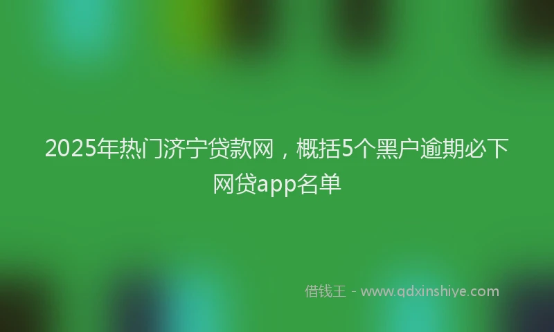 2025年热门济宁贷款网，概括5个黑户逾期必下网贷app名单