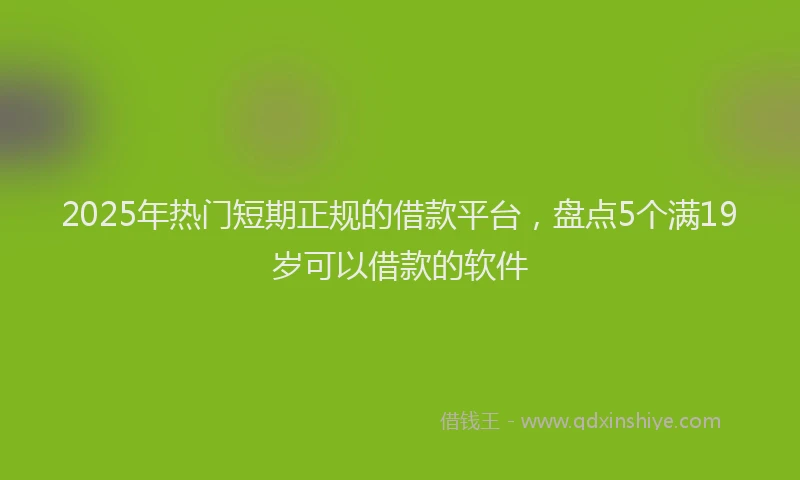 2025年热门短期正规的借款平台，盘点5个满19岁可以借款的软件