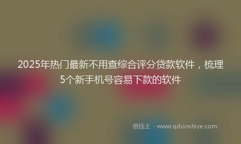 2025年热门最新不用查综合评分贷款软件，梳理5个新手机号容易下款的软件