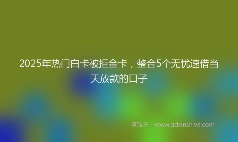 2025年热门白卡被拒金卡，整合5个无忧速借当天放款的口子
