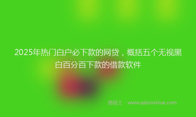 2025年热门白户必下款的网贷，概括五个无视黑白百分百下款的借款软件
