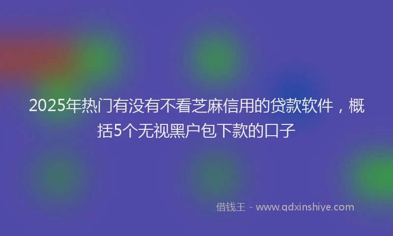 2025年热门有没有不看芝麻信用的贷款软件，概括5个无视黑户包下款的口子