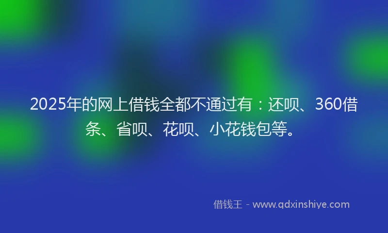 2025年的网上借钱全都不通过有：还呗、360借条、省呗、花呗、小花钱包等。