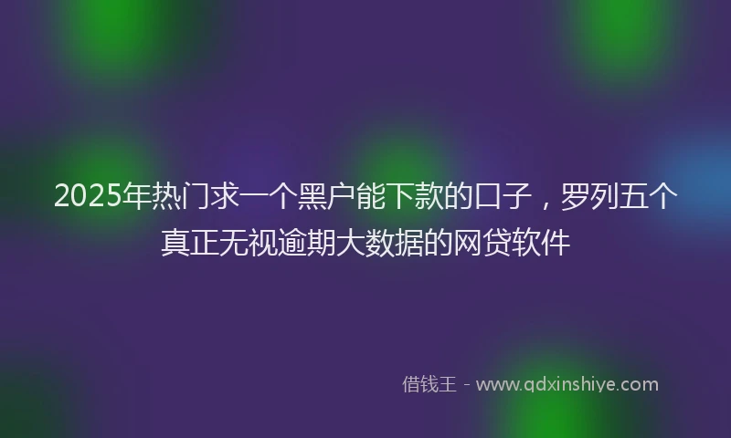 2025年热门求一个黑户能下款的口子，罗列五个真正无视逾期大数据的网贷软件