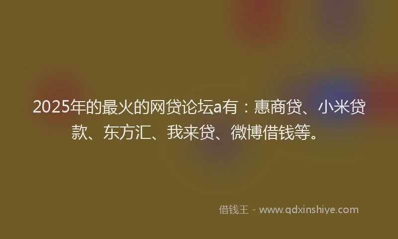 2025年的最火的网贷论坛a有：惠商贷、小米贷款、东方汇、我来贷、微博借钱等。