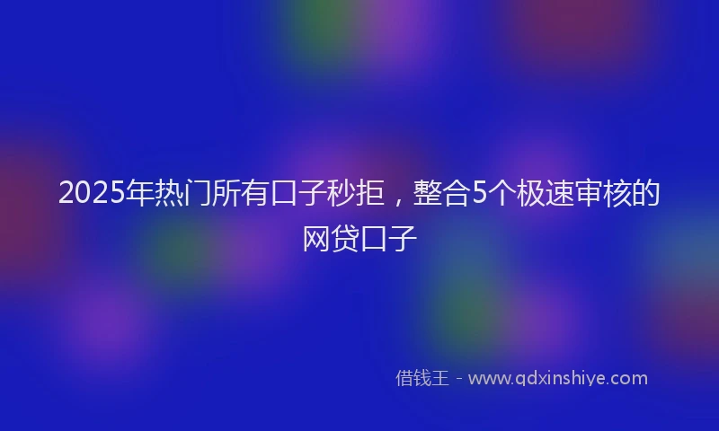 2025年热门所有口子秒拒，整合5个极速审核的网贷口子