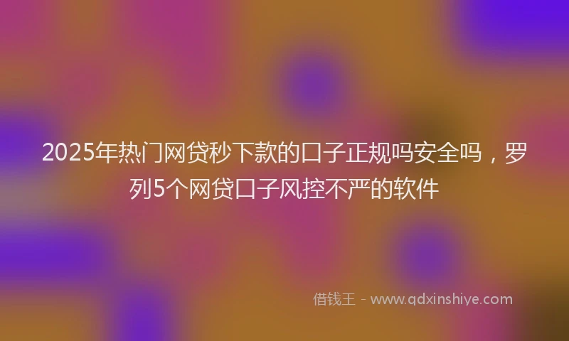 2025年热门网贷秒下款的口子正规吗安全吗，罗列5个网贷口子风控不严的软件