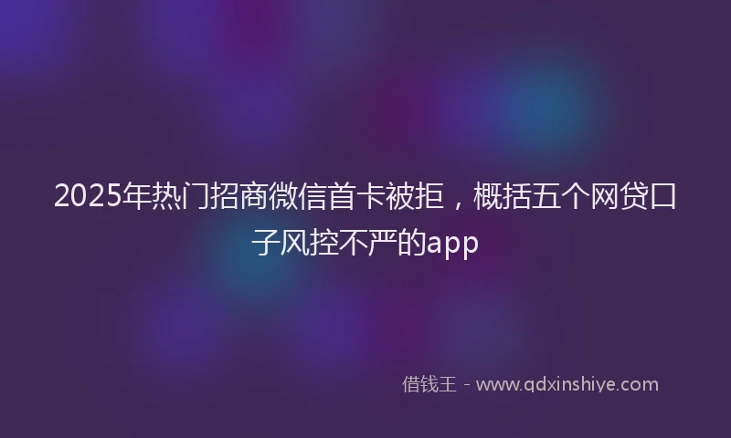 2025年热门招商微信首卡被拒，概括五个网贷口子风控不严的app