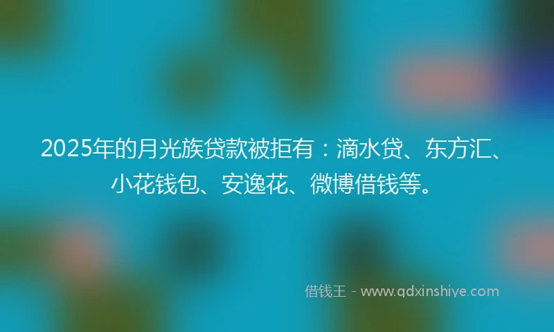 2025年的月光族贷款被拒有：滴水贷、东方汇、小花钱包、安逸花、微博借钱等。