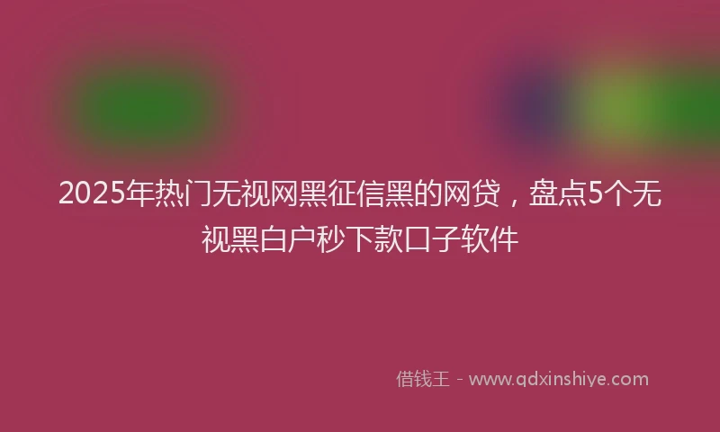 2025年热门无视网黑征信黑的网贷，盘点5个无视黑白户秒下款口子软件