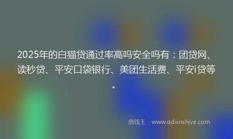 2025年的白猫贷通过率高吗安全吗有：团贷网、读秒贷、平安口袋银行、美团生活费、平安i贷等。