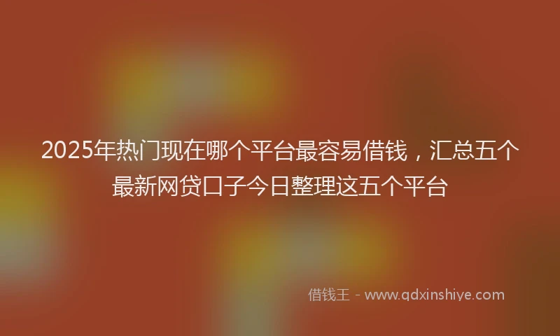 2025年热门现在哪个平台最容易借钱，汇总五个最新网贷口子今日整理这五个平台