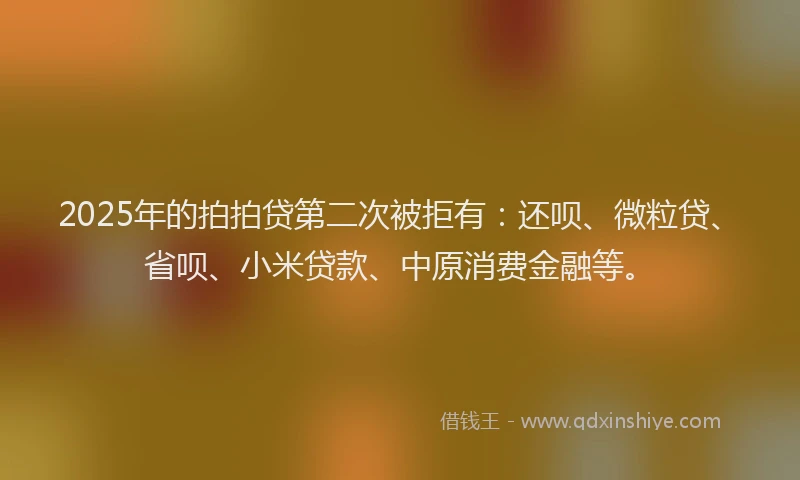 2025年的拍拍贷第二次被拒有：还呗、微粒贷、省呗、小米贷款、中原消费金融等。