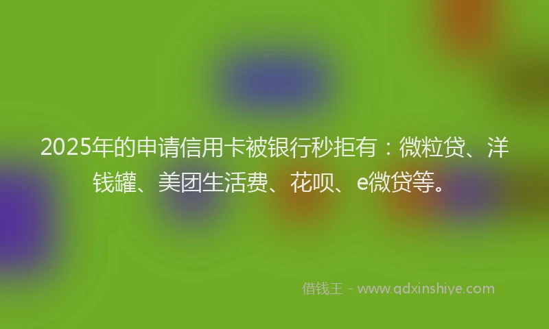 2025年的申请信用卡被银行秒拒有：微粒贷、洋钱罐、美团生活费、花呗、e微贷等。