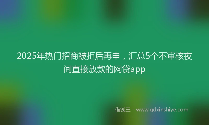 2025年热门招商被拒后再申，汇总5个不审核夜间直接放款的网贷app