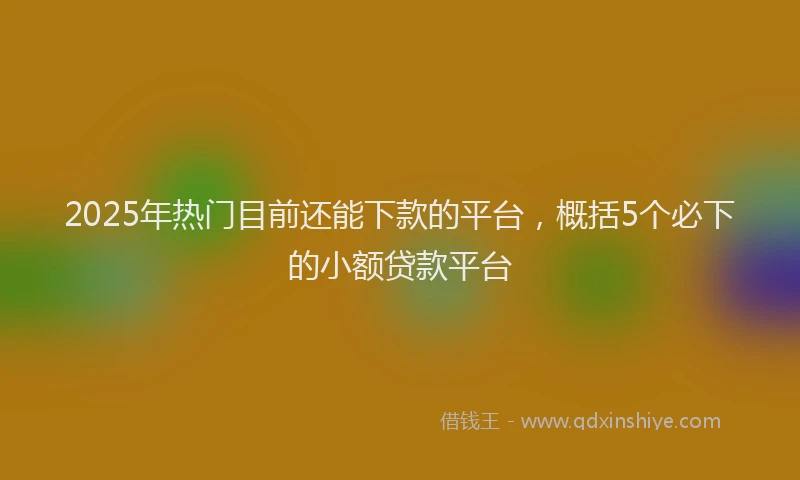 2025年热门目前还能下款的平台，概括5个必下的小额贷款平台