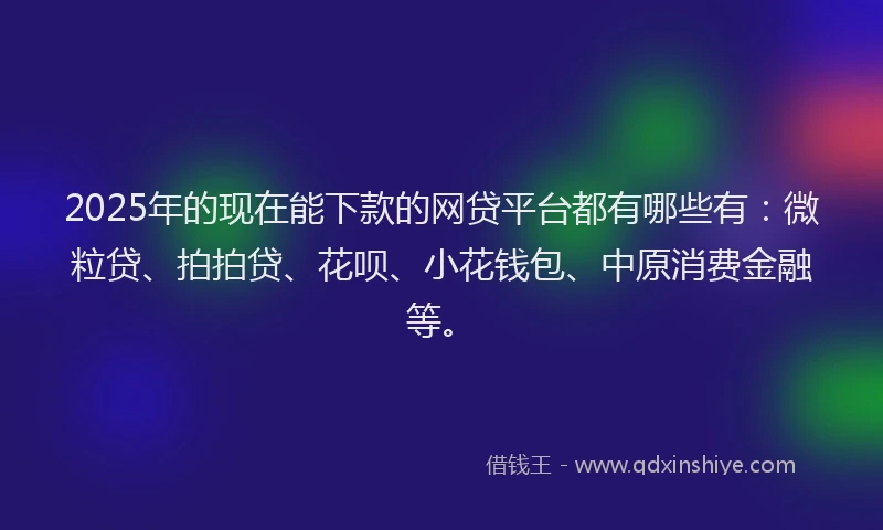 2025年的现在能下款的网贷平台都有哪些有：微粒贷、拍拍贷、花呗、小花钱包、中原消费金融等。