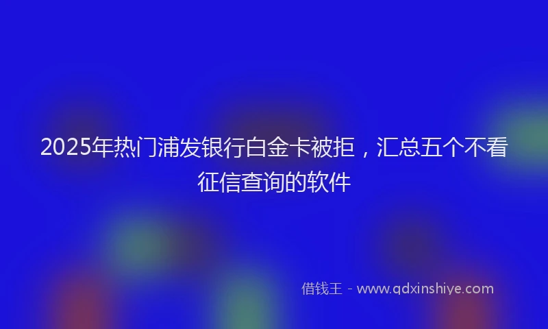2025年热门浦发银行白金卡被拒，汇总五个不看征信查询的软件