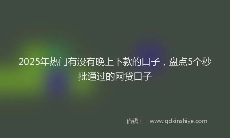 2025年热门有没有晚上下款的口子，盘点5个秒批通过的网贷口子