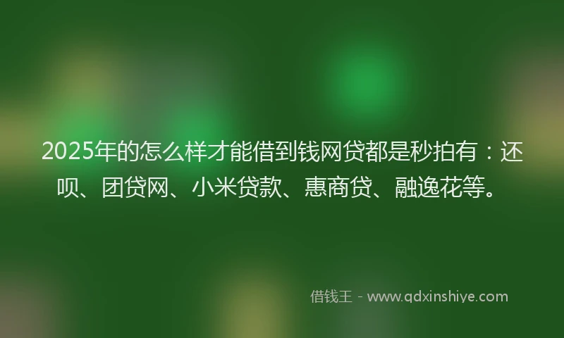 2025年的怎么样才能借到钱网贷都是秒拍有：还呗、团贷网、小米贷款、惠商贷、融逸花等。