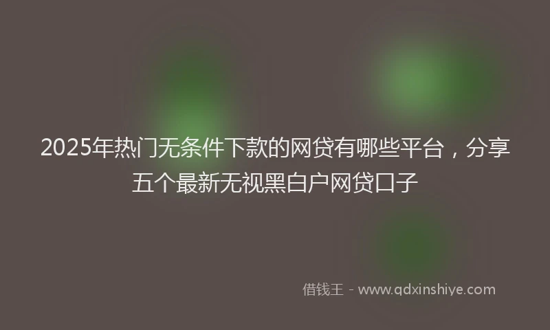 2025年热门无条件下款的网贷有哪些平台，分享五个最新无视黑白户网贷口子