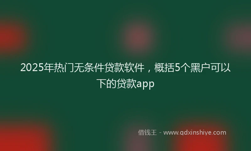 2025年热门无条件贷款软件，概括5个黑户可以下的贷款app