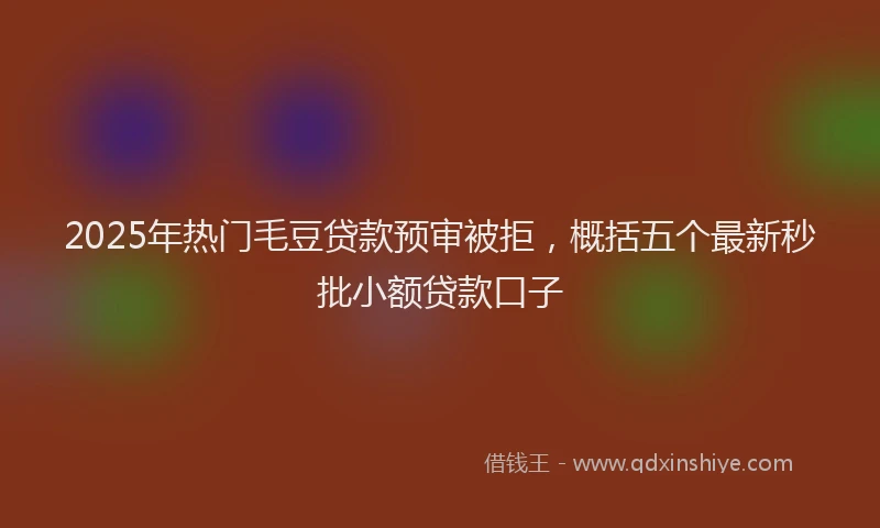 2025年热门毛豆贷款预审被拒，概括五个最新秒批小额贷款口子