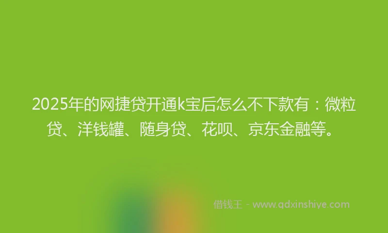 2025年的网捷贷开通k宝后怎么不下款有：微粒贷、洋钱罐、随身贷、花呗、京东金融等。