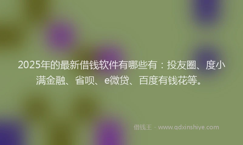 2025年的最新借钱软件有哪些有：投友圈、度小满金融、省呗、e微贷、百度有钱花等。