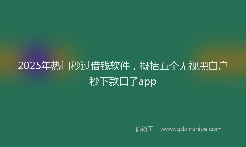 2025年热门秒过借钱软件，概括五个无视黑白户秒下款口子app