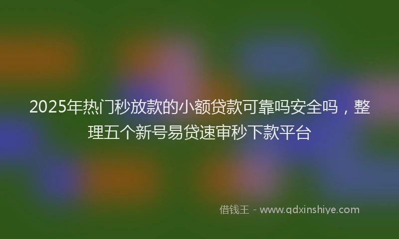 2025年热门秒放款的小额贷款可靠吗安全吗，整理五个新号易贷速审秒下款平台