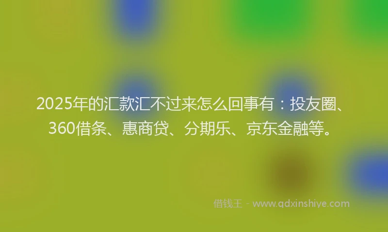 2025年的汇款汇不过来怎么回事有：投友圈、360借条、惠商贷、分期乐、京东金融等。