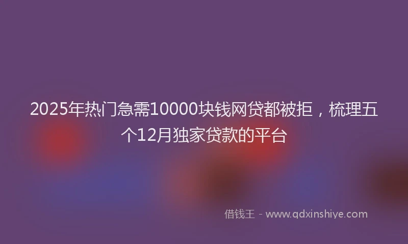 2025年热门急需10000块钱网贷都被拒，梳理五个12月独家贷款的平台