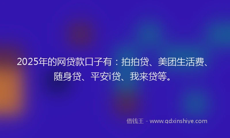 2025年的网贷款口子有：拍拍贷、美团生活费、随身贷、平安i贷、我来贷等。