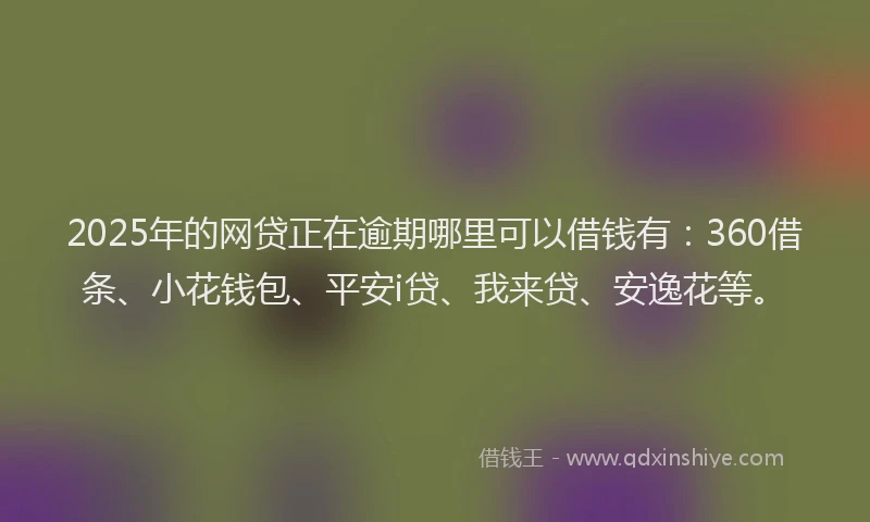 2025年的网贷正在逾期哪里可以借钱有：360借条、小花钱包、平安i贷、我来贷、安逸花等。