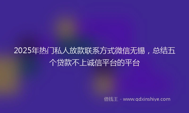 2025年热门私人放款联系方式微信无锡，总结五个贷款不上诚信平台的平台