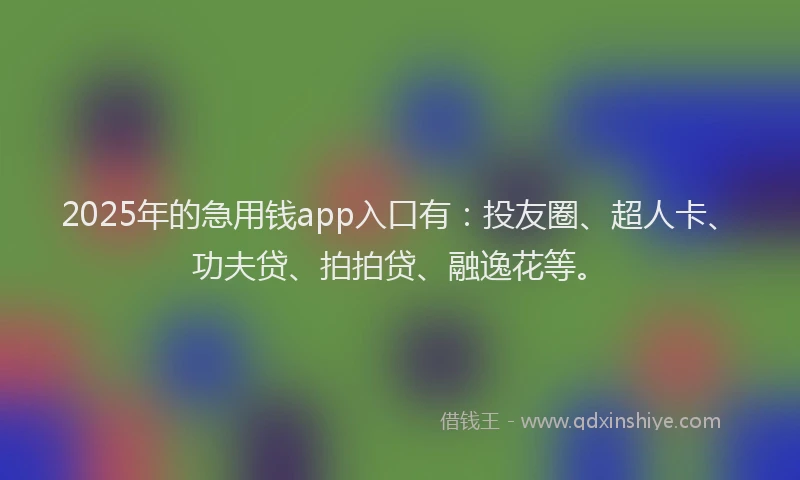 2025年的急用钱app入口有：投友圈、超人卡、功夫贷、拍拍贷、融逸花等。