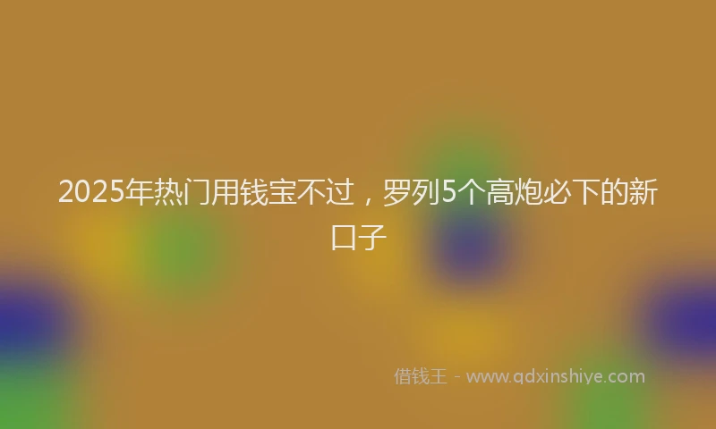 2025年热门用钱宝不过，罗列5个高炮必下的新口子