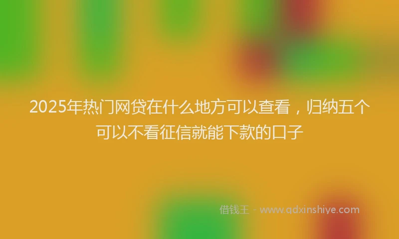 2025年热门网贷在什么地方可以查看，归纳五个可以不看征信就能下款的口子
