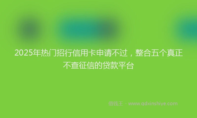2025年热门招行信用卡申请不过，整合五个真正不查征信的贷款平台