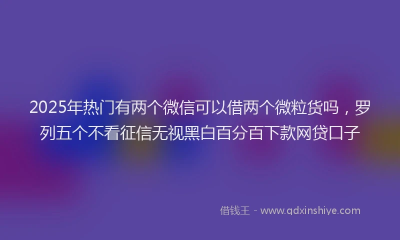 2025年热门有两个微信可以借两个微粒货吗，罗列五个不看征信无视黑白百分百下款网贷口子