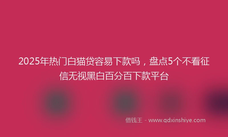 2025年热门白猫贷容易下款吗，盘点5个不看征信无视黑白百分百下款平台