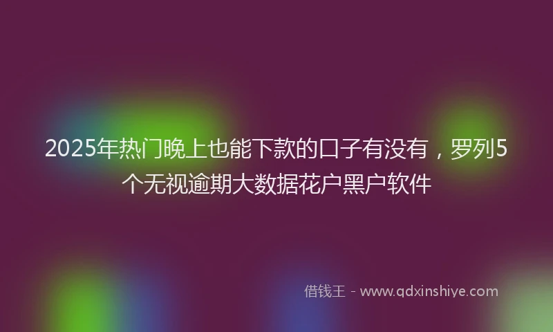 2025年热门晚上也能下款的口子有没有，罗列5个无视逾期大数据花户黑户软件
