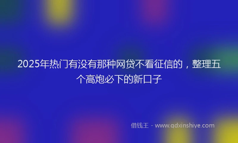 2025年热门有没有那种网贷不看征信的，整理五个高炮必下的新口子