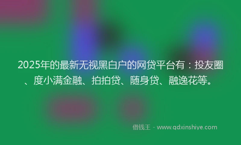 2025年的最新无视黑白户的网贷平台有：投友圈、度小满金融、拍拍贷、随身贷、融逸花等。