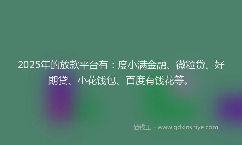 2025年的放款平台有：度小满金融、微粒贷、好期贷、小花钱包、百度有钱花等。