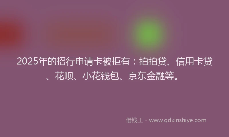 2025年的招行申请卡被拒有：拍拍贷、信用卡贷、花呗、小花钱包、京东金融等。